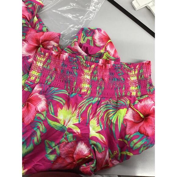Belle beach Kim gravel wide leg yoga pants small hot pink beach floral new HSN - Picture 4 of 4